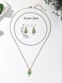 Parure bijoux de Noël avec collier pendentif lanterne verte et boucles d'oreilles or - XL05-Sapin de Noël