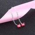 Elegante S925 Silber-Durchziehohrringe mit langen Quasten und roten Zirkonia-Steinen - Roter Zirkon