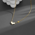 Gold heart shell pendant necklace with letter e charm on O-chain for women - Gold