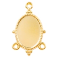 Pendentif ovale en acier inoxydable 304 doré avec bord perlé pour création collier - Doré