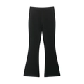 Detail of black flared casual joggers with drawstring waist and slim-fit knitted fabric - S / Black Pants