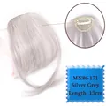 Detail view of silver grey air bangs hairpiece with 13cm length and secure metal clips - Silver Grey-171