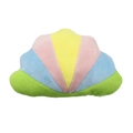 Colorful shell-shaped squeaky dog toy in pastel macaron pink, yellow, and blue - Yellow Shell