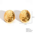 Oval hammered 18K gold plated stainless steel earrings with vintage metallic texture - E664-12(Oval Hammered)