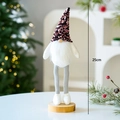25cm Christmas gnome figurine with red sequin hat and wooden base for holiday decor - Purple Standing Gnome