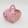 Detail of pink heart-shaped gift box with flamingo prints and SPECIALLY FOR YOU text - Pink Flamingo Pattern Box Without Ribbon