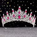 Detail of silver crown with ruby red crystals and rhinestone embellishments - Silver Rose Red Crystal