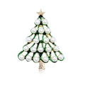 Christmas tree brooch pin in gold-plated alloy with green enamel and 21 faux pearls - Christmas Tree - Pearl Style