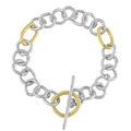 Minimalist S925 sterling silver two-tone gold and silver chain bracelet with OT clasp - 925 Silver / White Gold + 18K Gold