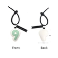 Number 9 green PU leather keychain with black lanyard and white stitching detail - Number 9-Light Green/White
