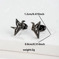 Minimalist black stainless steel origami crane stud earrings with size measurements - Origami Crane Shape (091 Black)