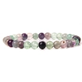 Single-strand 8-10mm colorful fluorite bead bracelet in purple and green tones - Fluorite