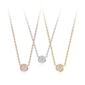 Collares minimalistas de acero de titanio con diamante redondo en oro rosa, plata y oro - Collar / Color Acero