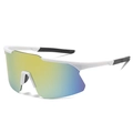 Fashion cycling sunglasses with white frame and vibrant rainbow mirrored lenses - White Frame Gold Mirror