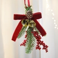 Christmas hanging ornament with red velvet bow golden bells and pine cones - Red Berry Bell Hanging Ornament
