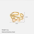 Doppellagiger Schleifenring aus goldenem Edelstahl mit Kristallen und rosa Opalstein - 18K Gold