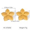 Detailed dimensions and weight of golden stainless steel flower earrings for women - Gold Striped Flower Style (HC-E10202)