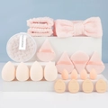 Pink makeup sponge set including beauty blenders, puffs, headband and wristbands - Nude