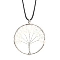 Detail of handmade wire wrapped Tree of Life pendant with white crystal stones - White Crystal