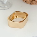 Minimalist wide square golden bangle with polished finish and hinged closure design - Rounded Square Minimalist Wide Cuff (SL283) / Gold