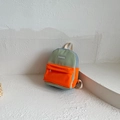 Lichtgewicht canvas kinderrugzak in grijsgroen en oranje met FASHION-patch - Oranje