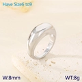 Polished silver dome ring 8mm width minimalist stainless steel band jewelry size 6-9 - US 6 / Dome Polished Style (KR111554-GC) / Silver
