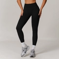 Women's black high-waisted seamless yoga pants for tummy control and gym fitness - S / Premium Black