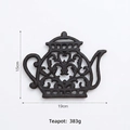 Vintage iron owl teapot trivet in black finish, measures 15x19cm for heat protection - Teapot Shape Trivet - Black