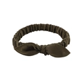 Elastic bow headband in dark olive green velvet with a retro knotted rabbit ear design - Olive Green