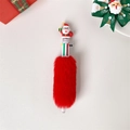 Detail of Christmas plush ballpoint pen with Santa Claus topper and multi-color ink toggles - Red Santa Claus