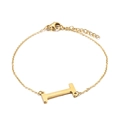 Elegant gold stainless steel letter I initial bracelet for women on white background - Letter I(KB116127-K)