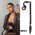 Long black braided ponytail hair extension wrap around style for women SW244-4 - Brown Black (4#)