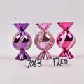 Three 12cm candy-shaped Christmas ornaments in purple, pink and rose red metallic finish - Set 14 (Pink & Purple Metallic Candy 12cm - 3pcs)