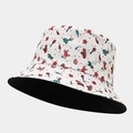 Cappello da pescatore bianco reversibile con motivi messicani e fodera nera - M (56-58cm) / Motivo a Cartoni Animati