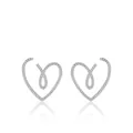Pendientes de corazón en plata de ley 925 con circonitas micro-pave de estilo elegante - Plata 925 / Plata de ley 925