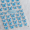 Pegatinas de uñas de mariposa azul con degradados y detalles negros finos en KX059 - Mariposa Azul(KX059)