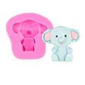 Pink silicone elephant mold for fondant and DIY crafts with finished baby elephant detail - 1# Elephant / Pink