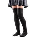 Dunkelgraue Overknee-Beinstulpen aus Zopfstrick mit dicker Wolltextur für Damen - 85cm / Schwarz
