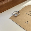 Elegant silver stackable ring with square pink crystal and adjustable band - Silver Square Sugar Rhinestone Adjustable Open Ring (J5651)