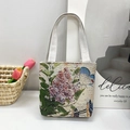 Ethnic small canvas tote bag with lilac floral and blue butterfly embroidery - Style 4-Lilac Butterfly