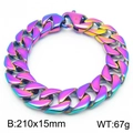 Pulsera cubana de 15mm para hombre en acero inoxidable con acabado degradado arcoíris - Chapado Irisado / Colorido / 19cm