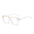 Transparante oversized vierkante bril met een stijlvolle gouden metalen accentbalk - Goud Transparant Anti-Blauw Licht