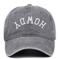 Cappellino vintage in cotone lavato grigio scuro con ricamo Howdy 3D bianco - Regolabile / Grigio
