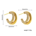 Detailed size specifications of gold double hoop earrings with cubic zirconia stones - Double Ring Pavé Style (22576_11)