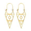 Golden stainless steel cutout geometric triangle earrings with bohemian vintage style - Hollow Fan Shape / Gold