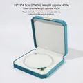 Octagonale blauwe fluwelen parelketting geschenkdoos met kettinggleuf 19x19cm - Achthoekig Koreaans Fluweel / Lichtblauw