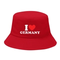Red cotton fisherman hat featuring white I Love Germany print and reinforced brim - M / 4# I Love Germany - Red