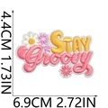 Stay Groovy embroidered flower patch 4.4x6.9cm colorful iron on badge for bags - No. 8 (Stay Groovy)