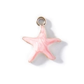 Pink starfish alloy pendant with marbled enamel finish and silver ring for DIY bracelets - Pearlescent Pink