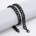 Sleek black Cuban link chain necklace in stainless steel with a secure lobster clasp - 11mm Black / Bracelet